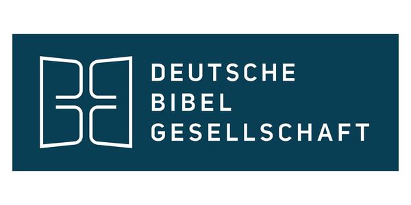 Logo der Deutschen Bibelgesellschaft mit stilisierter Bibel auf blauem Hintergrund