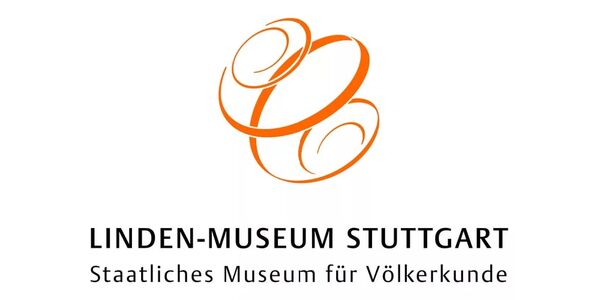 Logo des Linden-Museums Stuttgart mit Schriftzug und oranger Kugelgrafik